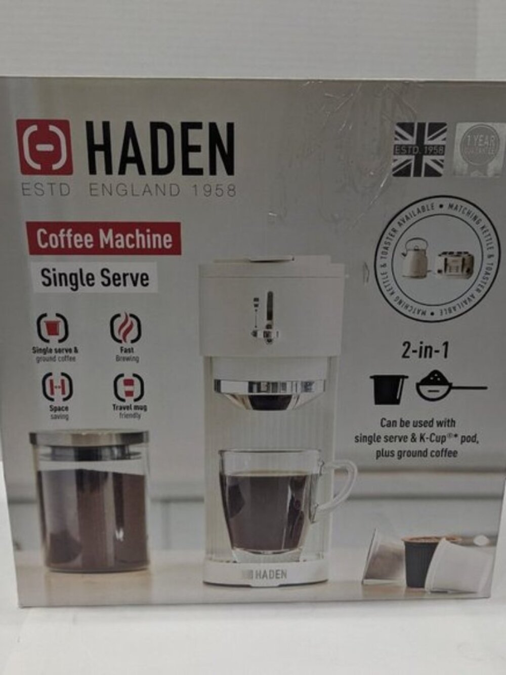 HADEN Single Serve Coffee Machine for Single Serve Pods and Ground Coffee (New)